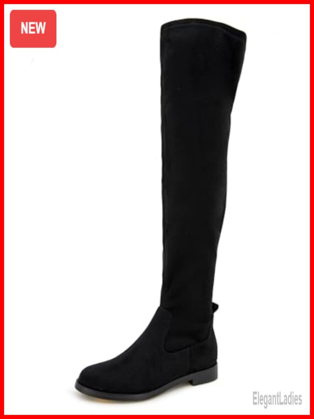 Faux Suede Over-the-Knee Boots Equestrian Block Heel Stretch
